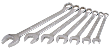 Gray TU7 7 PIECE 12 POINT SAE, MIRROR CHROME, COMBINATION WRENCH SET, 7/16 - 7/8 GRAY TOOLS TU7
