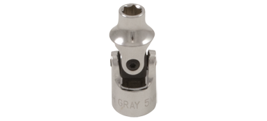 Gray MU5H 5MM X 1/4 DRIVE, 6 POINT STANDARD LENGTH, UNIVERSAL JOINT SOCKET, CHROME FINISH GRAY TOOLS MU5H