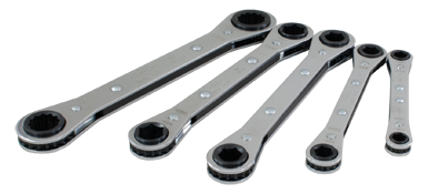 Gray MRB50 5 PIECE 6 & 12 POINT METRIC, FLAT RATCHETING BOX WRENCH, 7MMX8MM - 15MMX17MM GRAY TOOLS MRB50