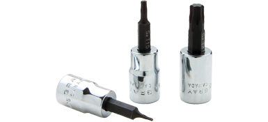 Gray T625T 3/8 DRIVE STANDARD LENGTH CHROME FINISH, T25 TORX HEAD SOCKET, TAMPER RESISTANT GRAY TOOLS T625T