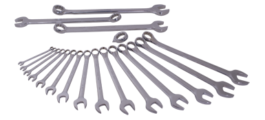 Gray TU19 19 PIECE 12 POINT SAE, MIRROR CHROME & SATIN COMBINATION WRENCH SET, 3/8 - 1-5/8 GRAY TOOLS TU19