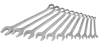 Gray TU11 11 PIECE 12 POINT SAE, MIRROR CHROME, COMBINATION WRENCH SET, 3/8 - 1 GRAY TOOLS TU11
