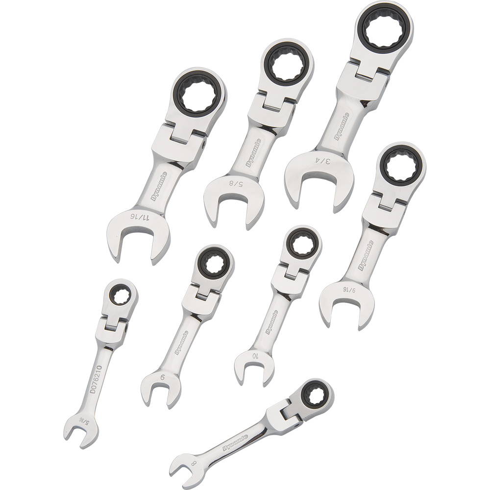 Dynamic D076607 8 PC SAE STBY REV COMB GEAR WRENCH DYNAMIC D076607