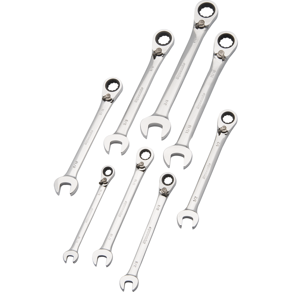 Dynamic D076601 8 PC SAE REV COMBINATION GEAR WRENCH DYNAMIC D076601