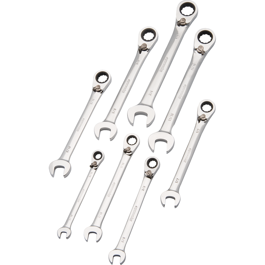 Dynamic D076601 8 PC SAE REV COMBINATION GEAR WRENCH DYNAMIC D076601