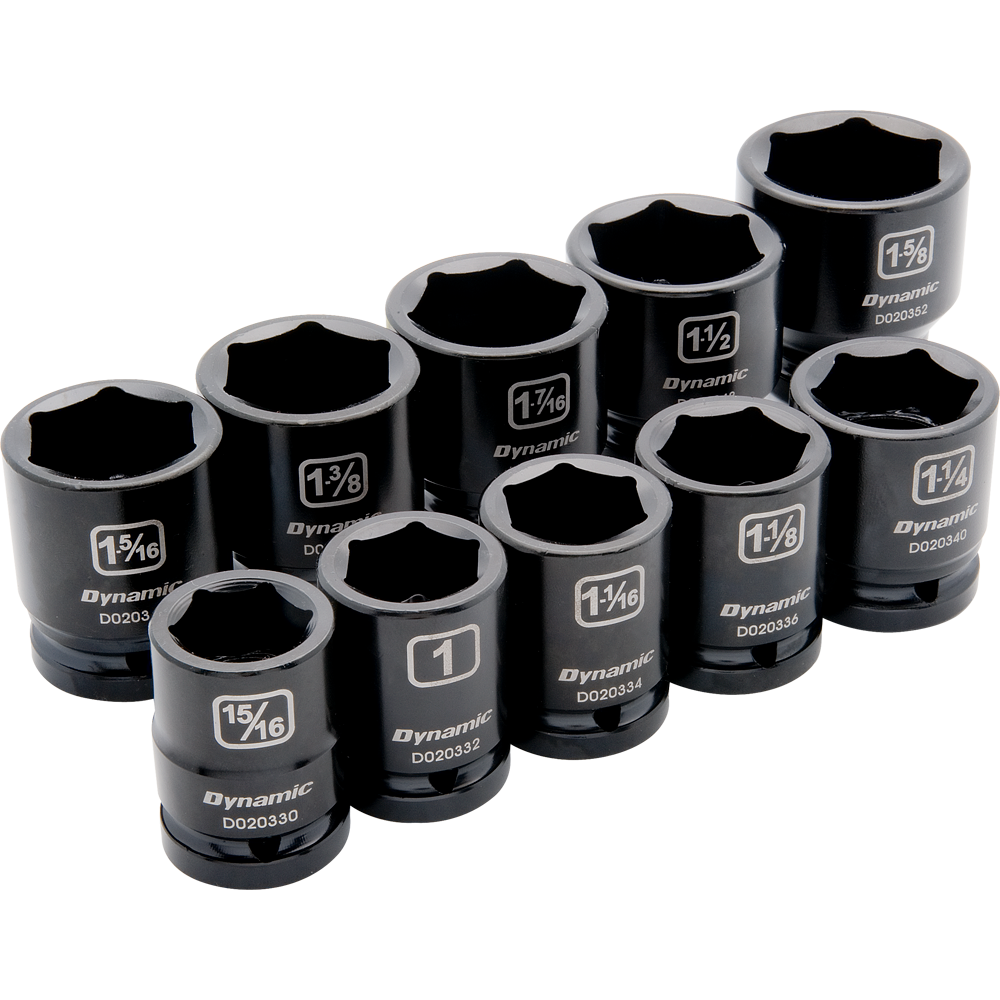 Dynamic D021000 3/4D 10 PC 6PT STD IMPERIAL SAE SOCKET DYNAMIC D021000