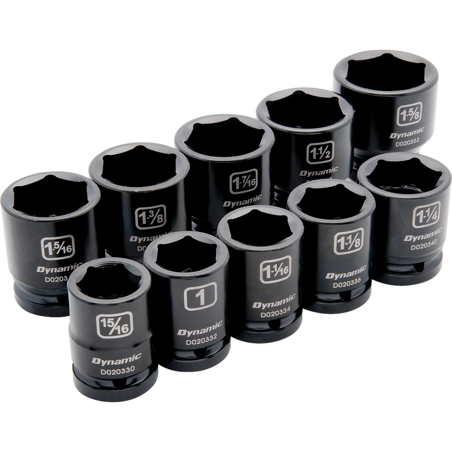 Dynamic D021000 3/4D 10 PC 6PT STD IMPERIAL SAE SOCKET DYNAMIC D021000