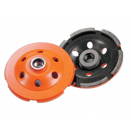 Cup Grinder Diamond Products 00015 4 Inch x Inch x 5/8-11 Inch, Heavy Duty Orange (H), General Purpose, Cured Concrete, Single Row Cup Grinder