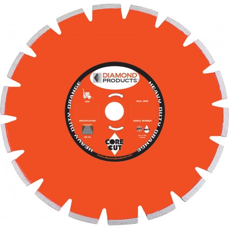 Dry Walk Behind Blades Diamond Products 11170 14 Inch x .187 Inch x 1 Inch, Heavy Duty Orange (H), Asphalt, Walk Behind Saw Dry Cutting Diamond Blade