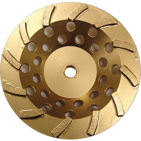 Cup Grinder Diamond Products 17834 7 Inch x Inch x 7/8 Inch, Standard Gold (S), General Purpose, Cured Concrete, Spiral Turbo Cup Grinder
