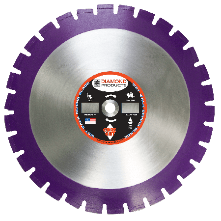 Wet Cutting Walk Behind Saw Blades Diamond Products 36828 30 Inch x .187 Inch x 1 Inch Imperial Purple (I) Asphalt/Green Concrete/Asphalt, Concrete Overlay Walk Behind Saw Diamond Blade with Metric Core and slant-segment for undercutting protection