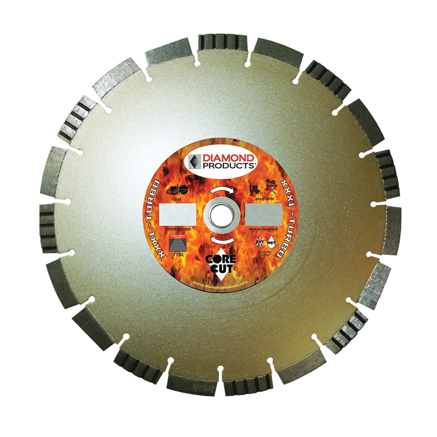 Dry Cutting High Speed Specialty Turbo Blades Diamond Products 42893 20 Inch x .125 Inch x 1 Inch, XXXL-Turbo, Multi-Purpose, High Speed Hand Saw Specialty Turbo Diamond Blade