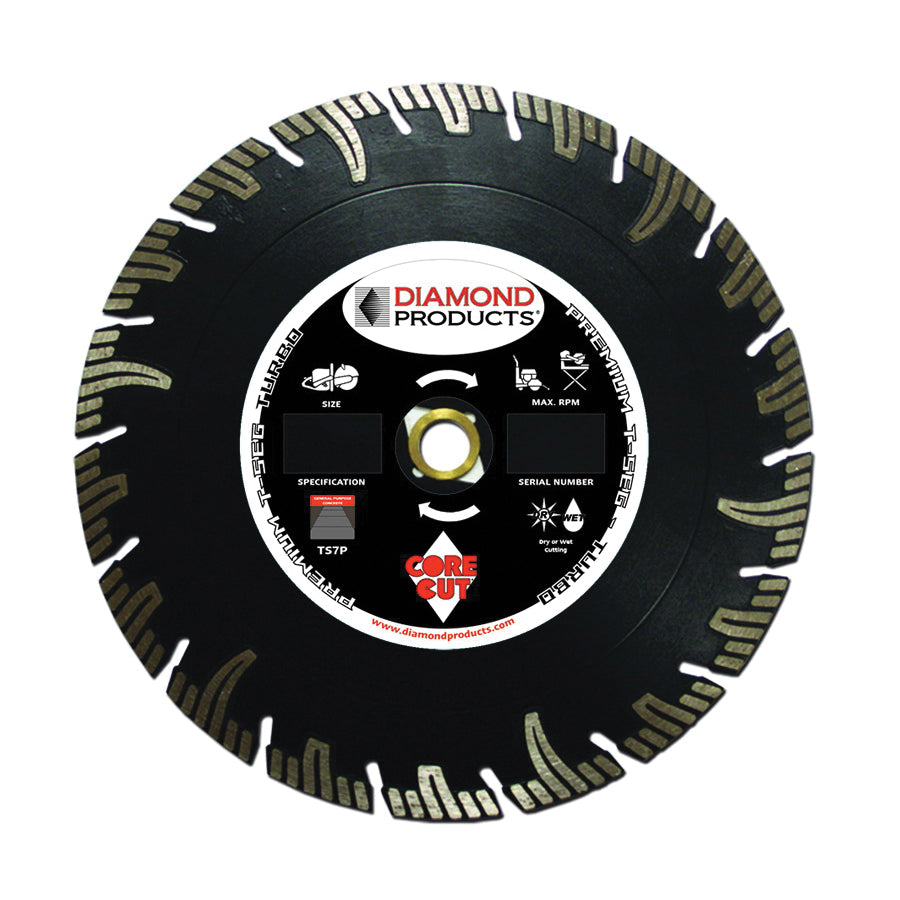 Dry Cutting High Speed Specialty Turbo Blades Diamond Products 74612 14 Inch x .125 Inch x 1 Inch, Premium Black (P), Multi-Purpose, High Speed Hand Saw Specialty Turbo Diamond Blade
