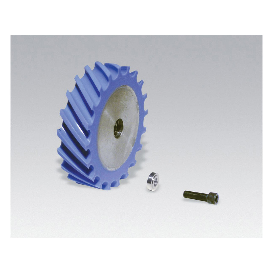 Contact Wheels Dynabrade 11636 Contact Wheel Assembly 4X1 X 5/8 I.D. Scoop Face 8 Duro Urethane