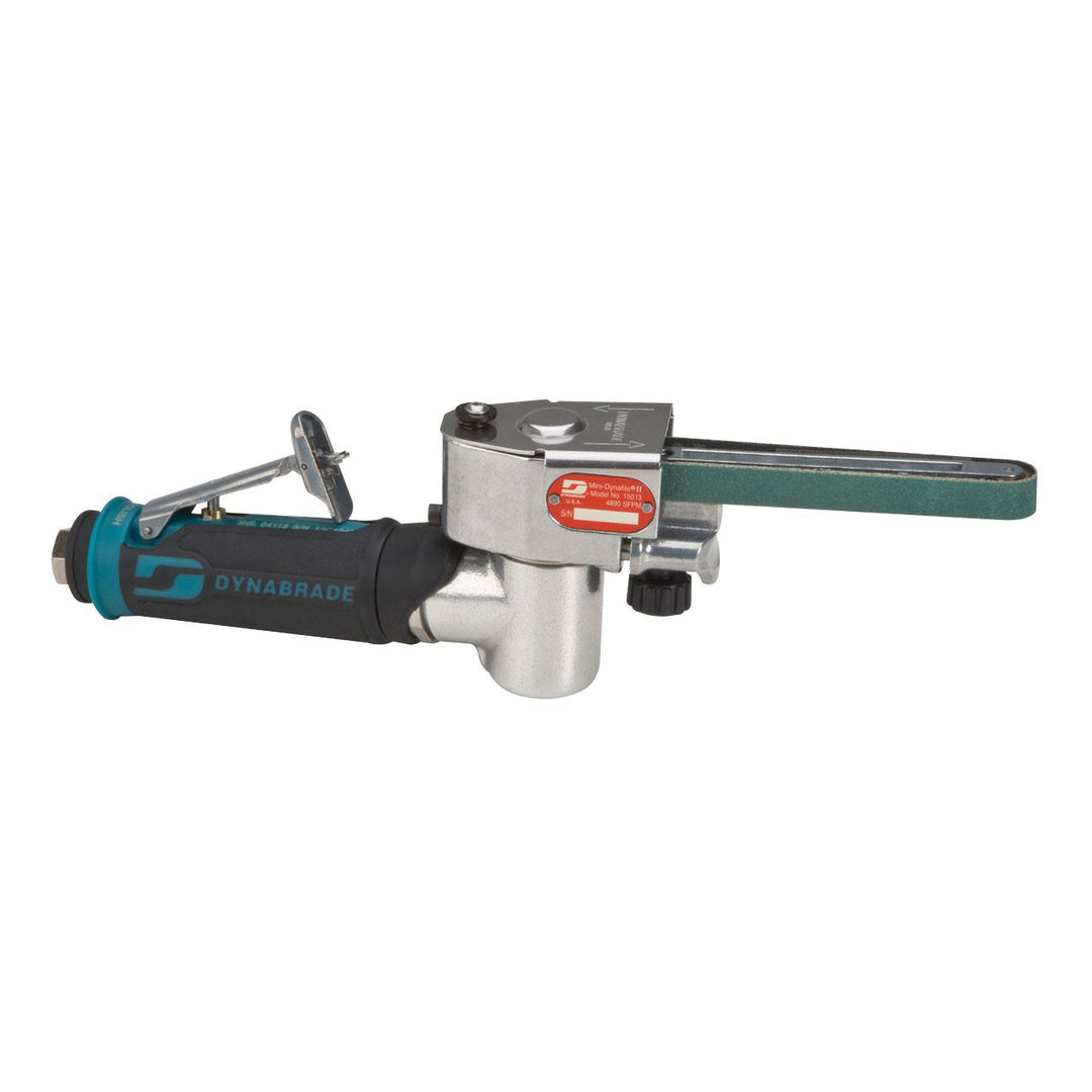 Belt Sanders Dynabrade 15013 Mini-Dynafile II Abrasive Belt Tool For 13 Inch (330 mm) Belts .4 Hp 7 Degree Offset 25000 Rpm Rear Exhaust For 1/8 1/2X13 Belts