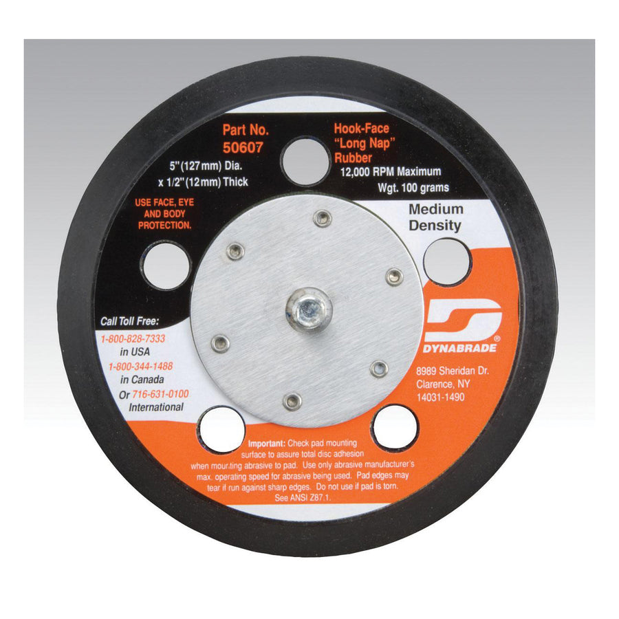 Backup Pads Dynabrade 50607 5 Inch Diameter Vacuum Disc Pad Hook-Face Long Nap