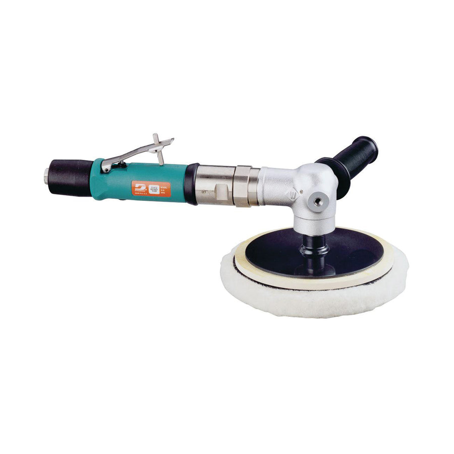 Right Angle Buffer Dynabrade 51470 6 Inch - 8 Inch Diameter Right Angle Two-Hand Rotary Buffer .7 Hp 0-2000 Rpm Rear Exhaust 5/8 11 Inch Spindle Thread