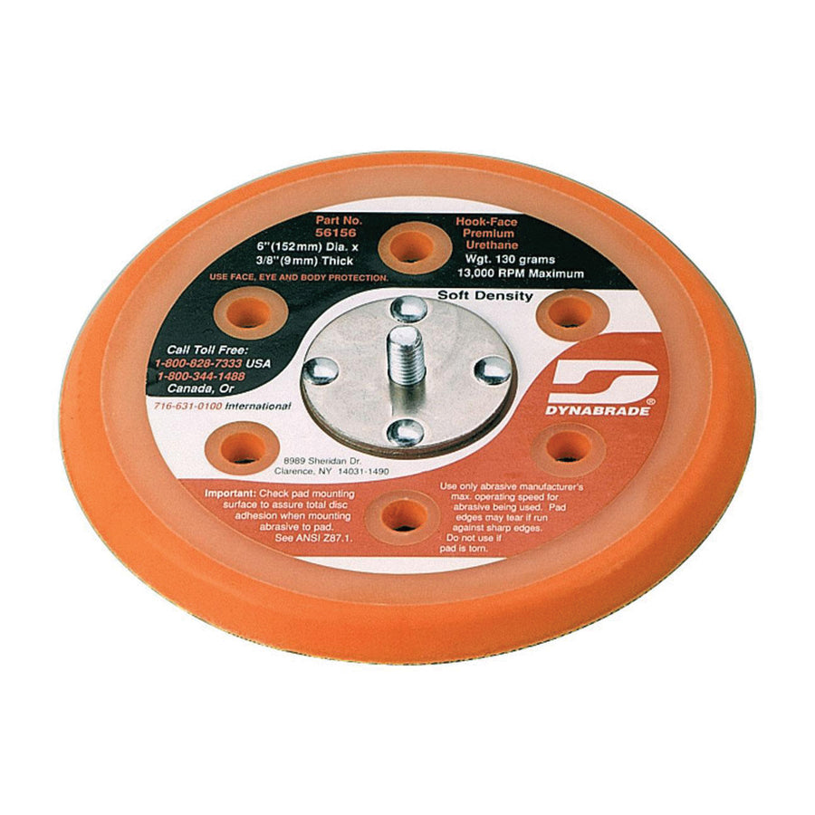 Backup Pads Dynabrade 56156 6 Diameter Vacuum Disc Pad Hook-Face Short Nap