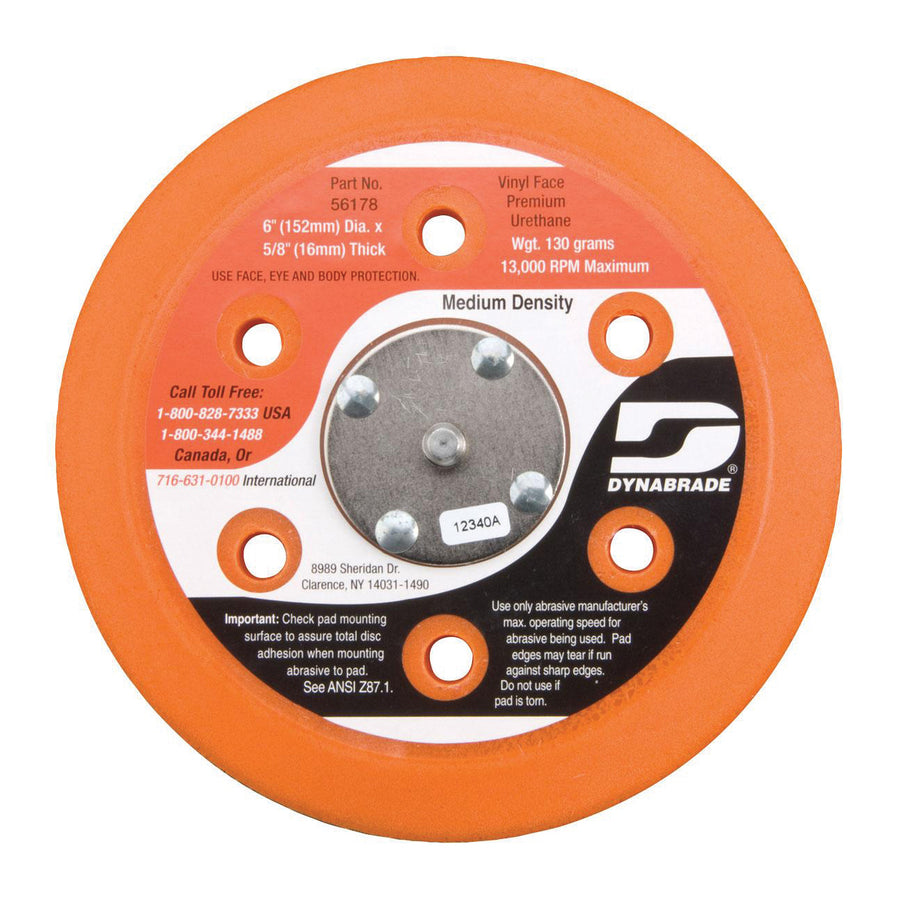 Backup Pads Dynabrade 56178 6 Diameter Vacuum Disc Pad Vinyl-Face