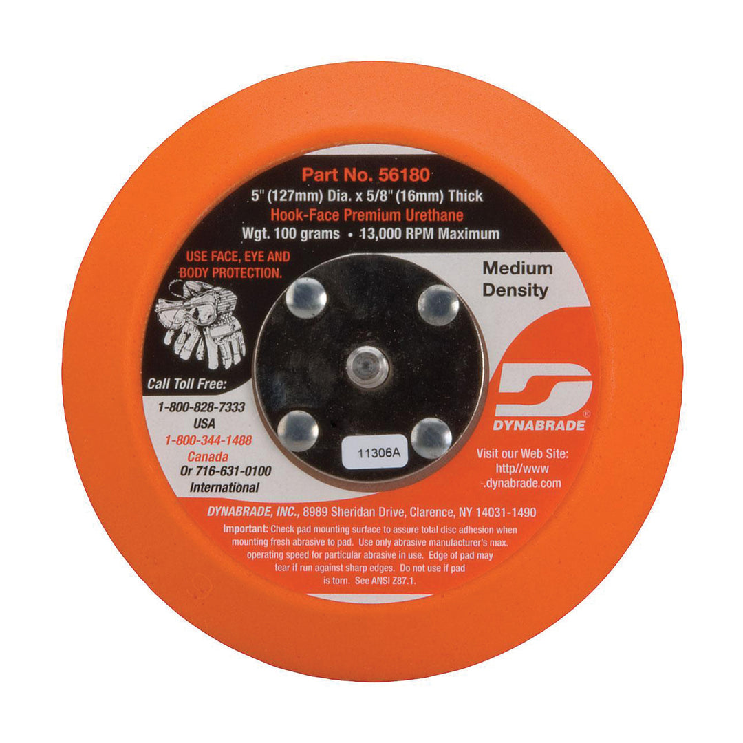 Backup Pads Dynabrade 56180 5 Inch Diameter Non-Vacuum Disc Pad Hook-Face Short Nap