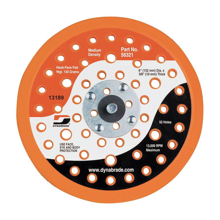 Backup Pads Dynabrade 56321 6 Diameter Vacuum Disc Pad Hook-Face 52 Holes