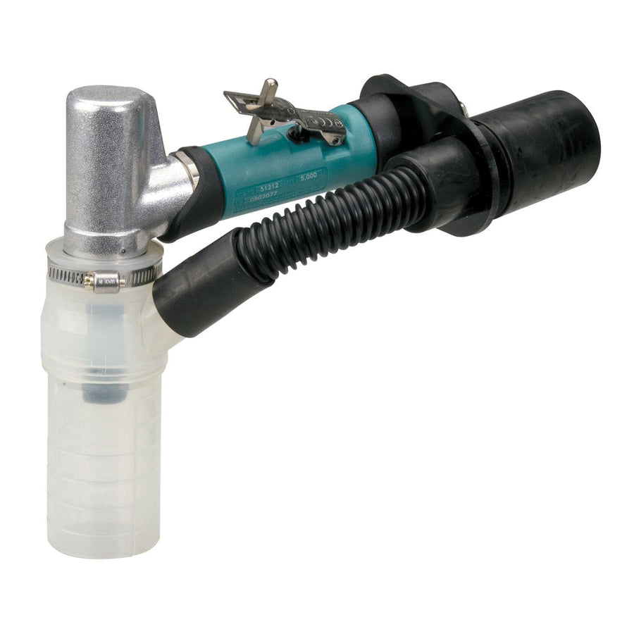 Die Grinders Dynabrade 56723 .4 Hp 7 Degree Offset Die Grinder Central Vacuum 25000 Rpm Gearless Rear Exhaust 1/4 Inch & 6 mm Collets Extended Muffler