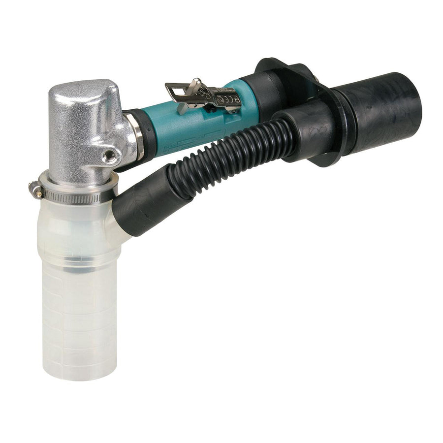 Die Grinders Dynabrade 56739 .7 Hp 7 Degree Offset Die Grinder Central Vacuum 18000 Rpm Gearless Rear Exhaust 1/4 Inch & 6 mm Collets Extended Muffler