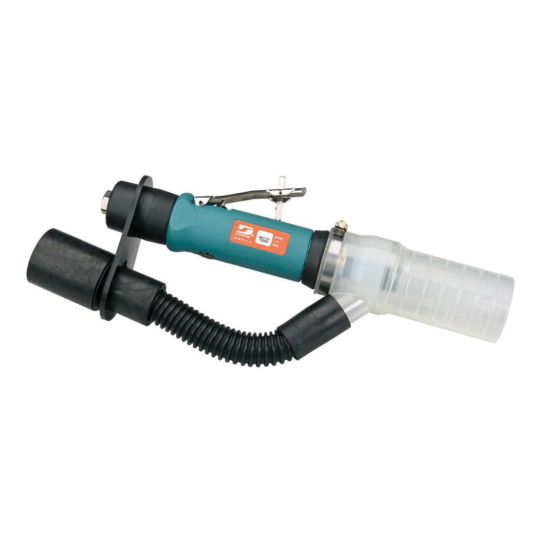 Die Grinders Dynabrade 56759 .7 Hp Straight-Line Die Grinder Central Vacuum 15000 Rpm Gearless Rear Exhaust 1/4 Inch & 6 mm Collets Extended Muffler