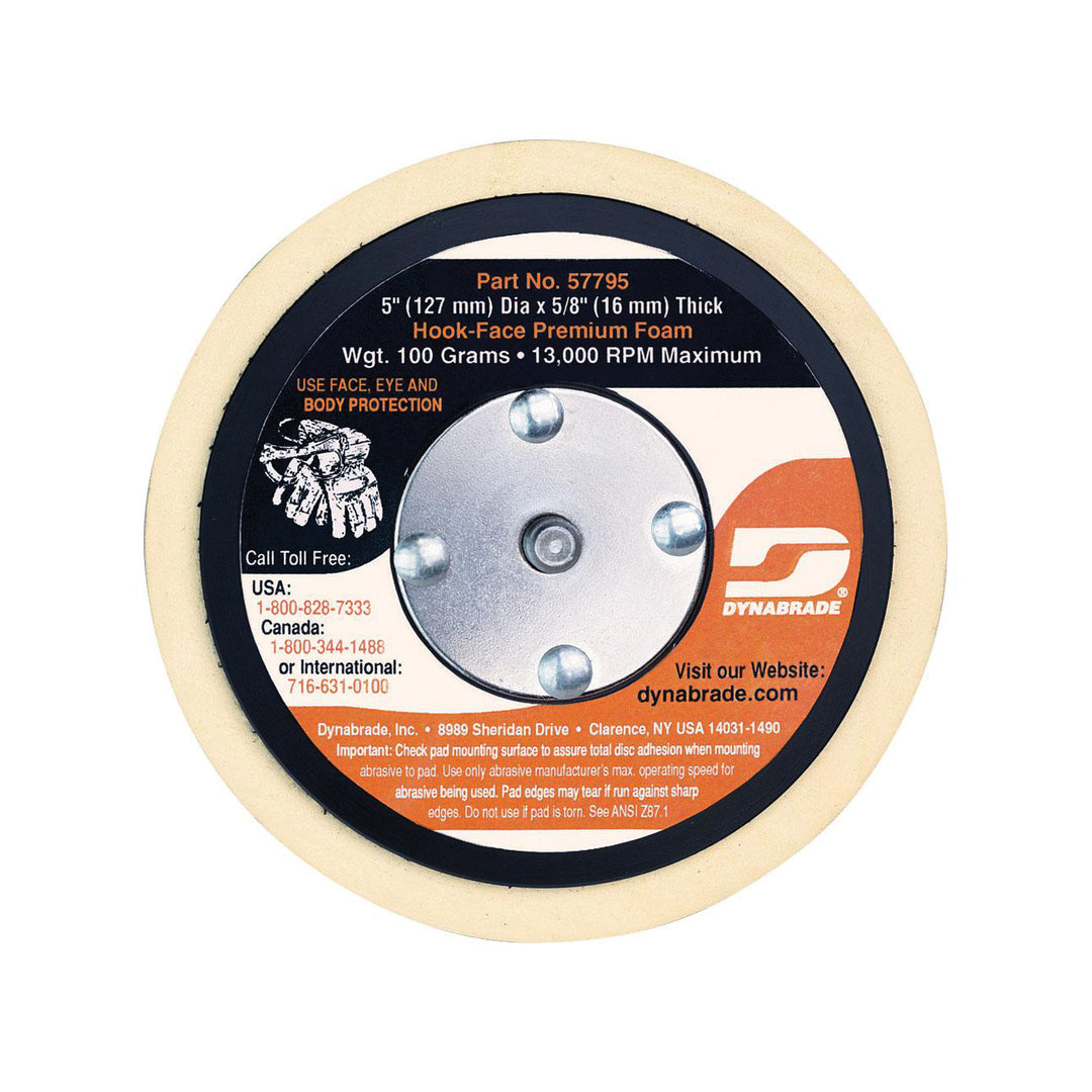Backup Pads Dynabrade 57795 5 Inch Diameter Non-Vacuum Disc Pad Hook-Face Radius