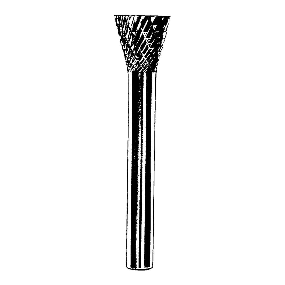 Double Cut Carbide Burrs Dynabrade 93349 Carbide Burr 1/8 Inch (3 mm) Diameter Sn-42 D/C Burr 10 Degree Inverted Cone 3/16 Inch Flute L 1/8 Inch Shank