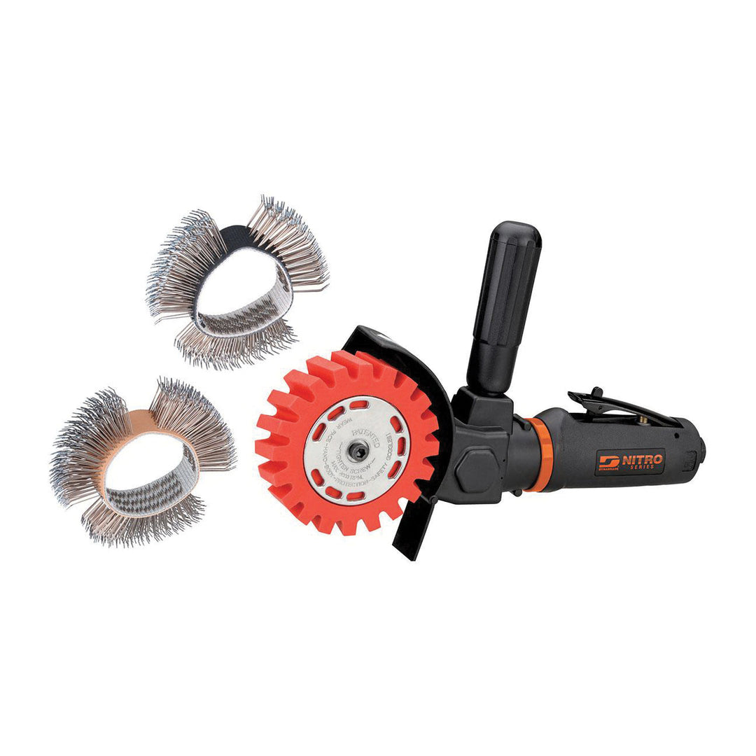 Angle Grinders Autobrade NZ1K Red Dynazip Wire Wheel Tool With Wire Wheel (Replaces 13280) .4 Hp Right Angle 3200 Rpm Planetary-Geared Rear Exhaust Dynabrade