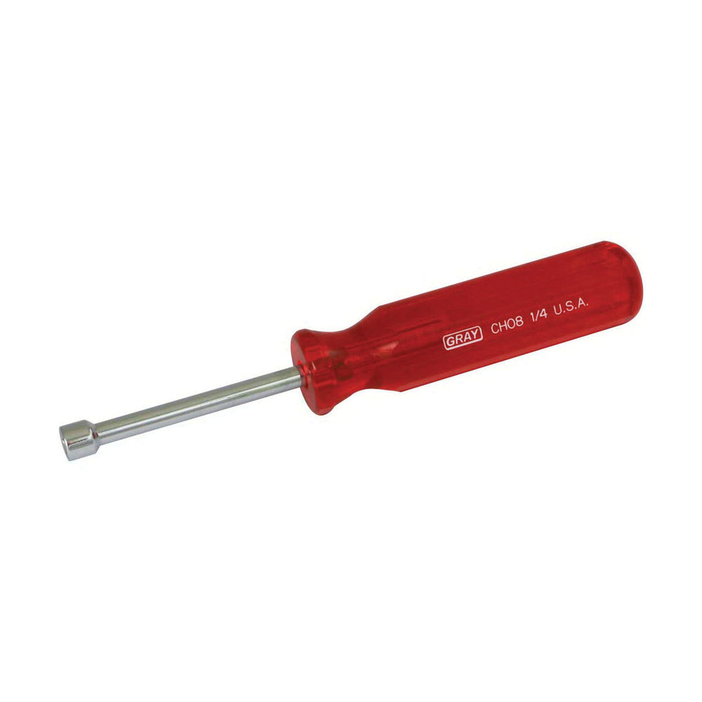 Gray CH08 1/4 NUT DRIVER, 6-5/8 LONG, RED HANDLE GRAY TOOLS CH08