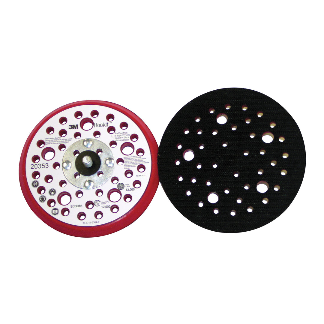 3M AB20353 3M Hookit Clean Sanding Low Profile Disc Pad, 20353, 44 holes, 5 in x 3/8 in, 5/16-24 ext, red foam 3M AB20353