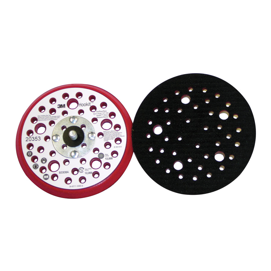 3M AB20353 3M Hookit Clean Sanding Low Profile Disc Pad, 20353, 44 holes, 5 in x 3/8 in, 5/16-24 ext, red foam 3M AB20353