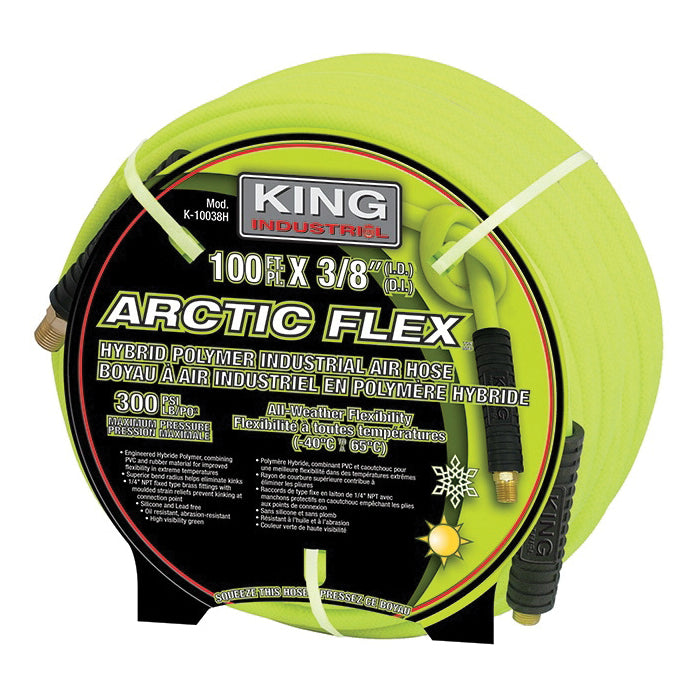 Air Hoses King Canada K-10038H Hybride Polymer Industrial Air Hose (3/8 Inch x 100 ft)