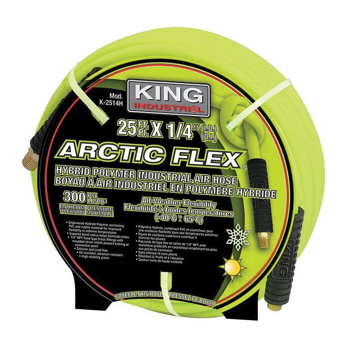 Air Hoses King Canada K-2514H Hybride Polymer Industrial Air Hose ( 1/4 Inch x 25 ft)
