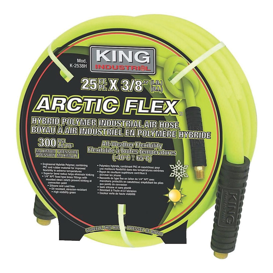 Air Hoses King Canada K-2538H Hybride Polymer Industrial Air Hose (3/8 Inch x 25 ft)