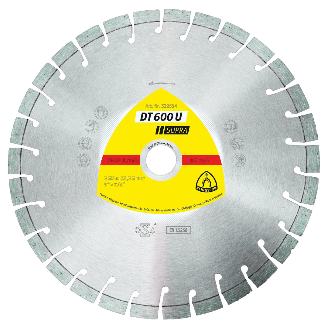 Klingspor 325025 Segmented Diamond cutting blades for angle grinders DT600 Supra 4 Inch x 5/8 Inch with 11 segments