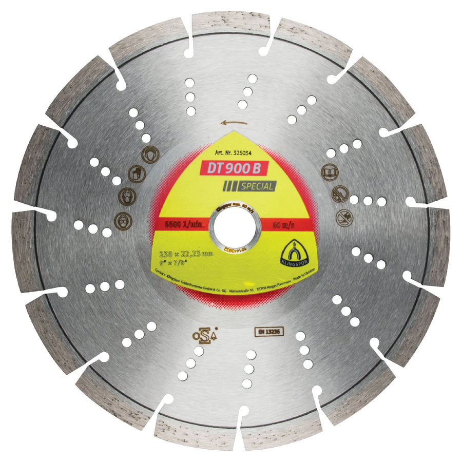 Klingspor 325034 Segmented Diamond cutting blades for angle grinders DT900 Special 9 Inch x 7/8 Inch with 15 segments