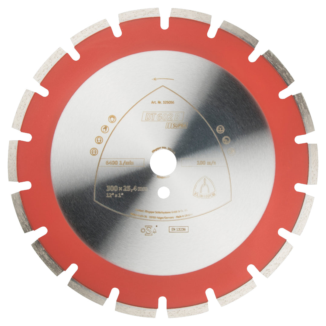 Klingspor 325088 Large diamond cutting blade DT602 Supra 14 Inch x 1 Inch with 21 segments