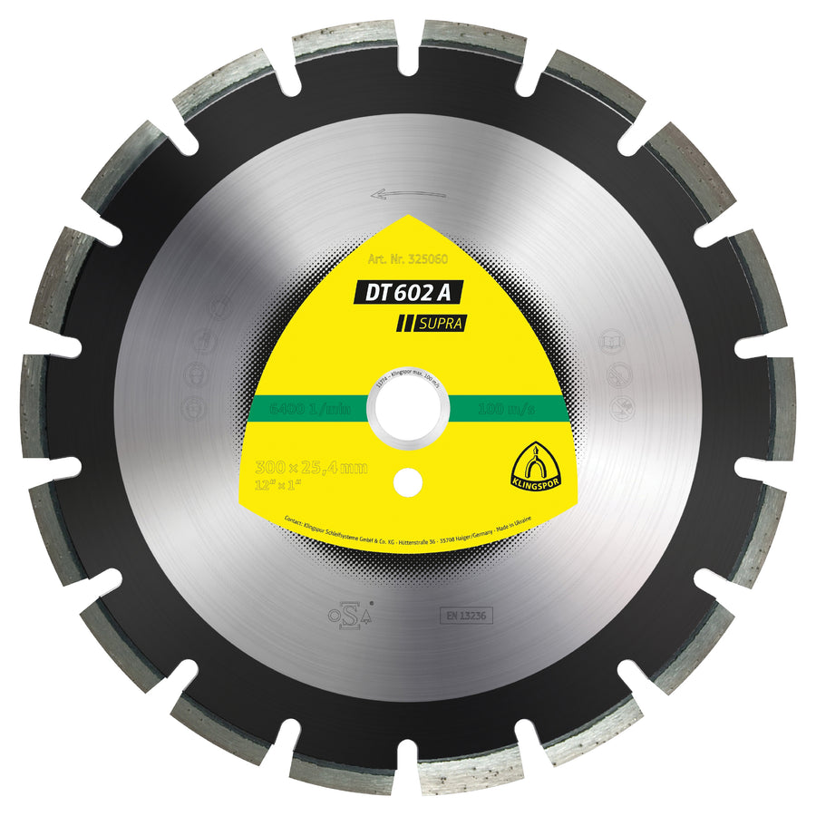 Klingspor 325128 Large diamond cutting blade DT602 Supra 18 Inch x 1 Inch with 25 segments