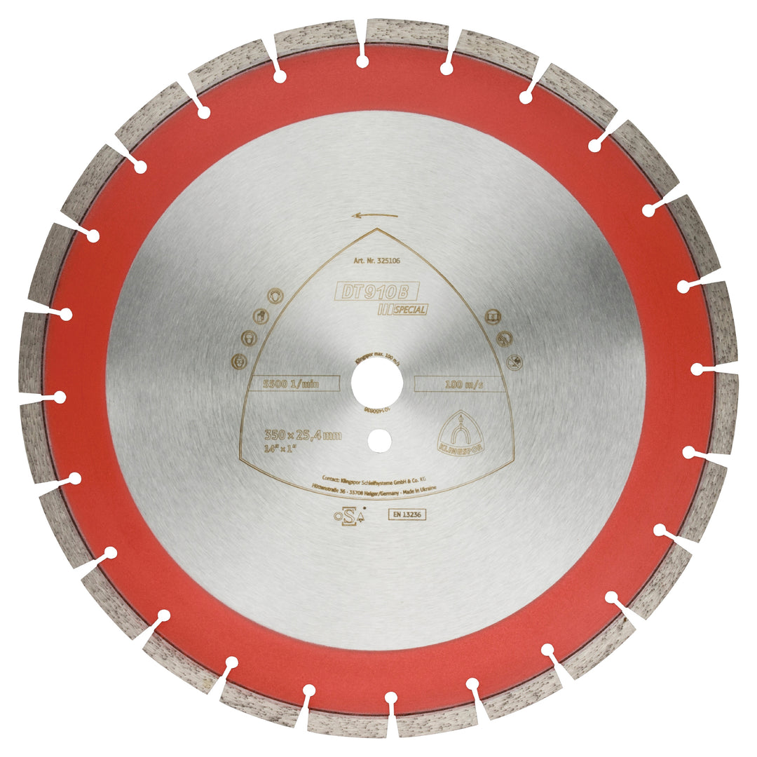 Klingspor 325193 Large diamond cutting blade DT910 Special 20 Inch x 1 Inch with 36 segments