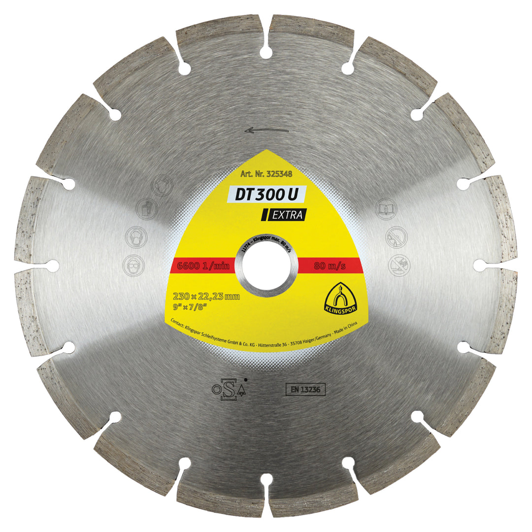 Klingspor 325347 Segmented Diamond cutting blades for angle grinders DT300 Extra 7 Inch x 7/8 Inch with 13 segments