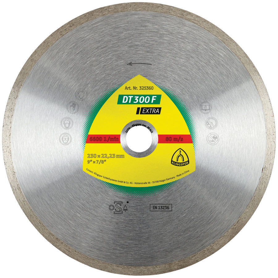 Klingspor 325360 Diamond cutting blades for angle grinders DT300 Extra 9 Inch x 7/8 Inch