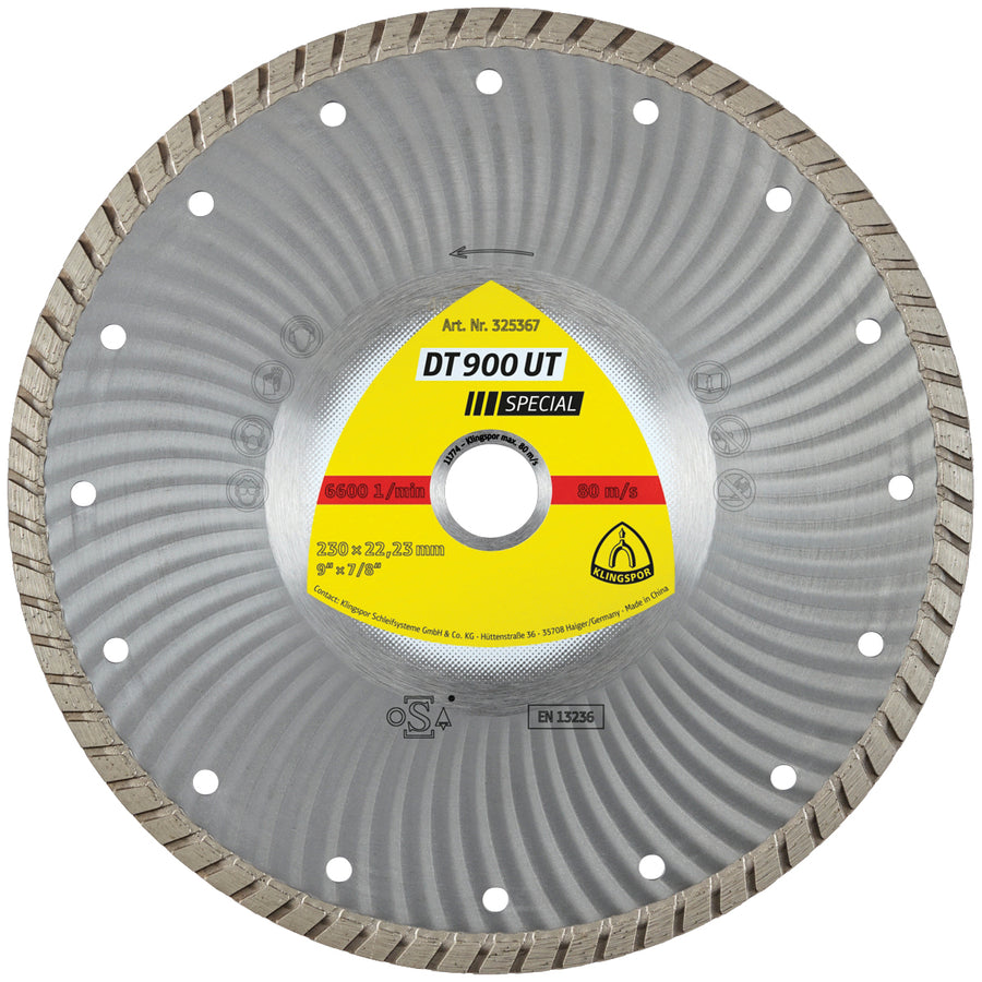 Klingspor 325367 Diamond cutting blades for angle grinders DT900 Special 9 Inch x 7/8 Inch