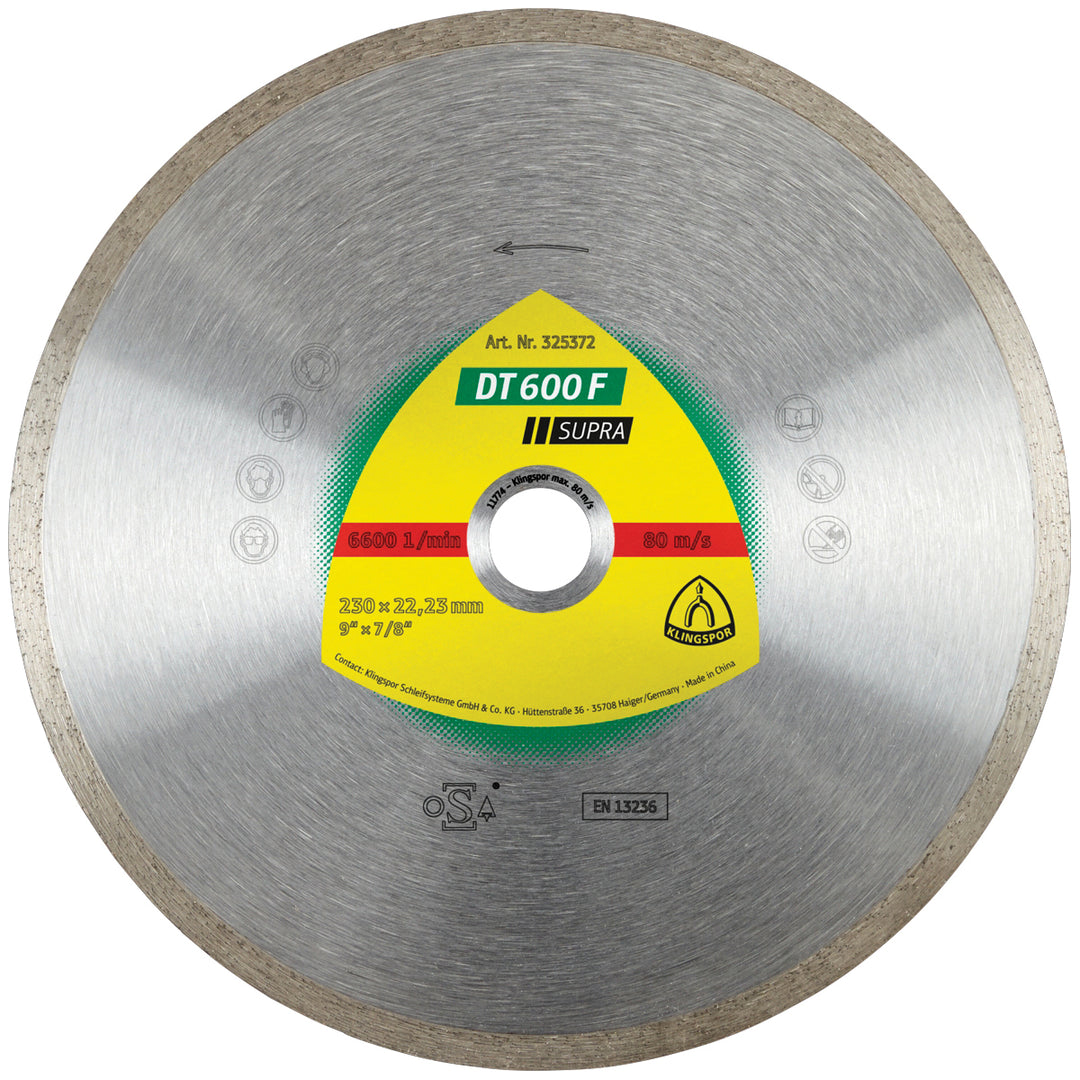 Klingspor 325368 Closed Rim Diamond cutting blades for angle grinders DN600 4-1/2 Inch x 7/8 Inch