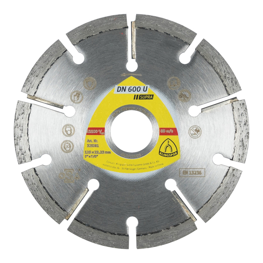 Segments Klingspor 325381 Segmented Diamond cutting blades for angle grinders DN600 5 Inch x 7/8 Inch with 10 segments