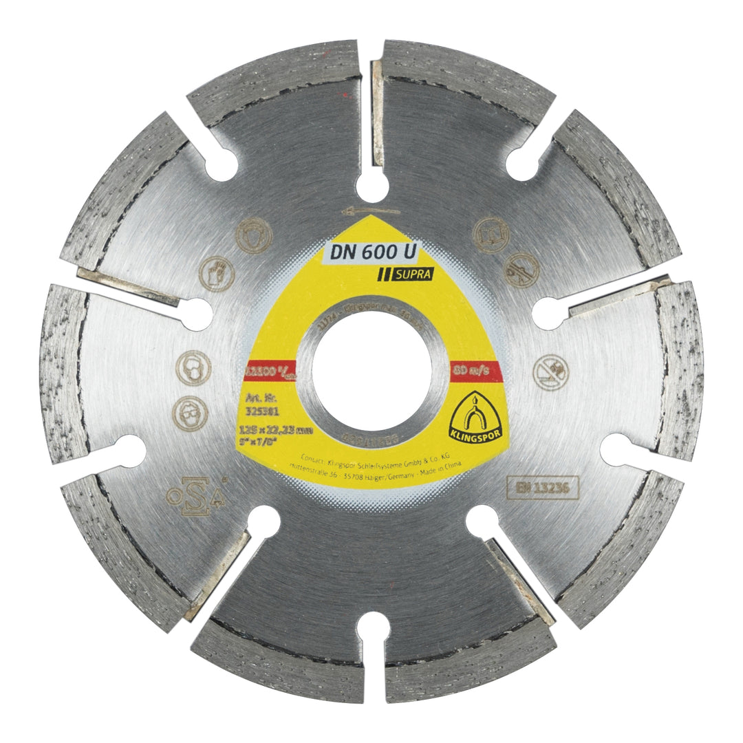 Klingspor 330631 Segmented Diamond cutting blades for angle grinders DN600 4-1/2 Inch x 7/8 Inch with 9 segments
