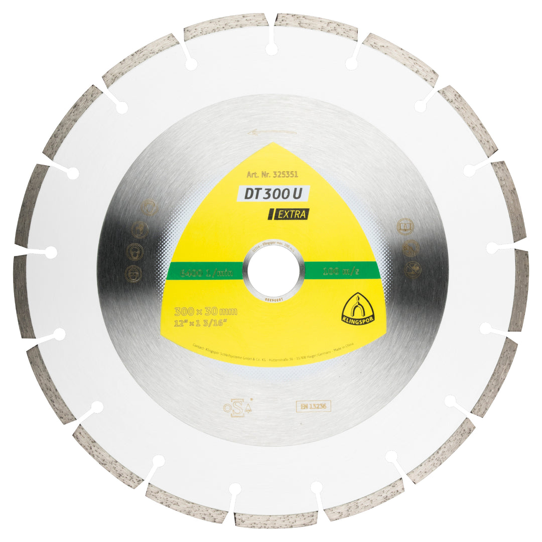 Klingspor 326831 Large diamond cutting blade DT300 Extra 12 Inch x 3/4 Inch with 17 segments