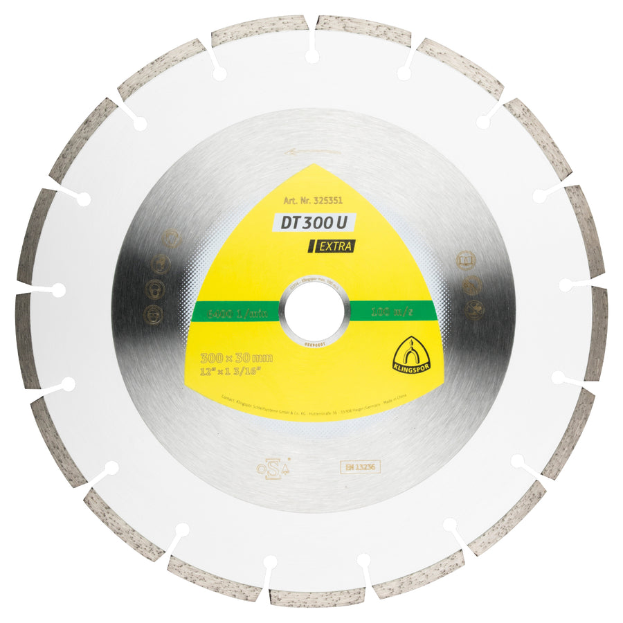 Klingspor 326831 Large diamond cutting blade DT300 Extra 12 Inch x 3/4 Inch with 17 segments